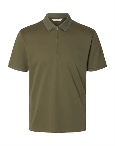 Selected - SLMFave Noos Zip Polo - Kalamata